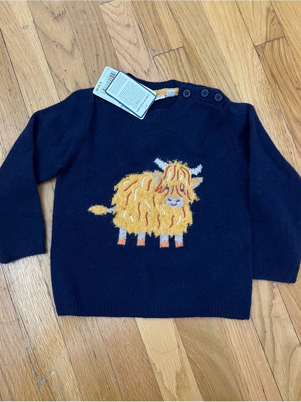 NWT JoJo Maman Bebe Highland Cow Jumper 2-3y
